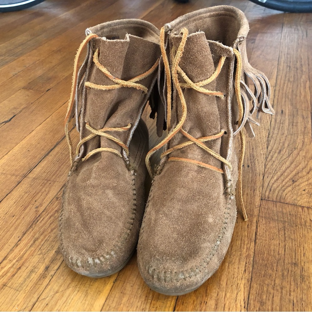 Minnetonka slouchy moccasin booties.